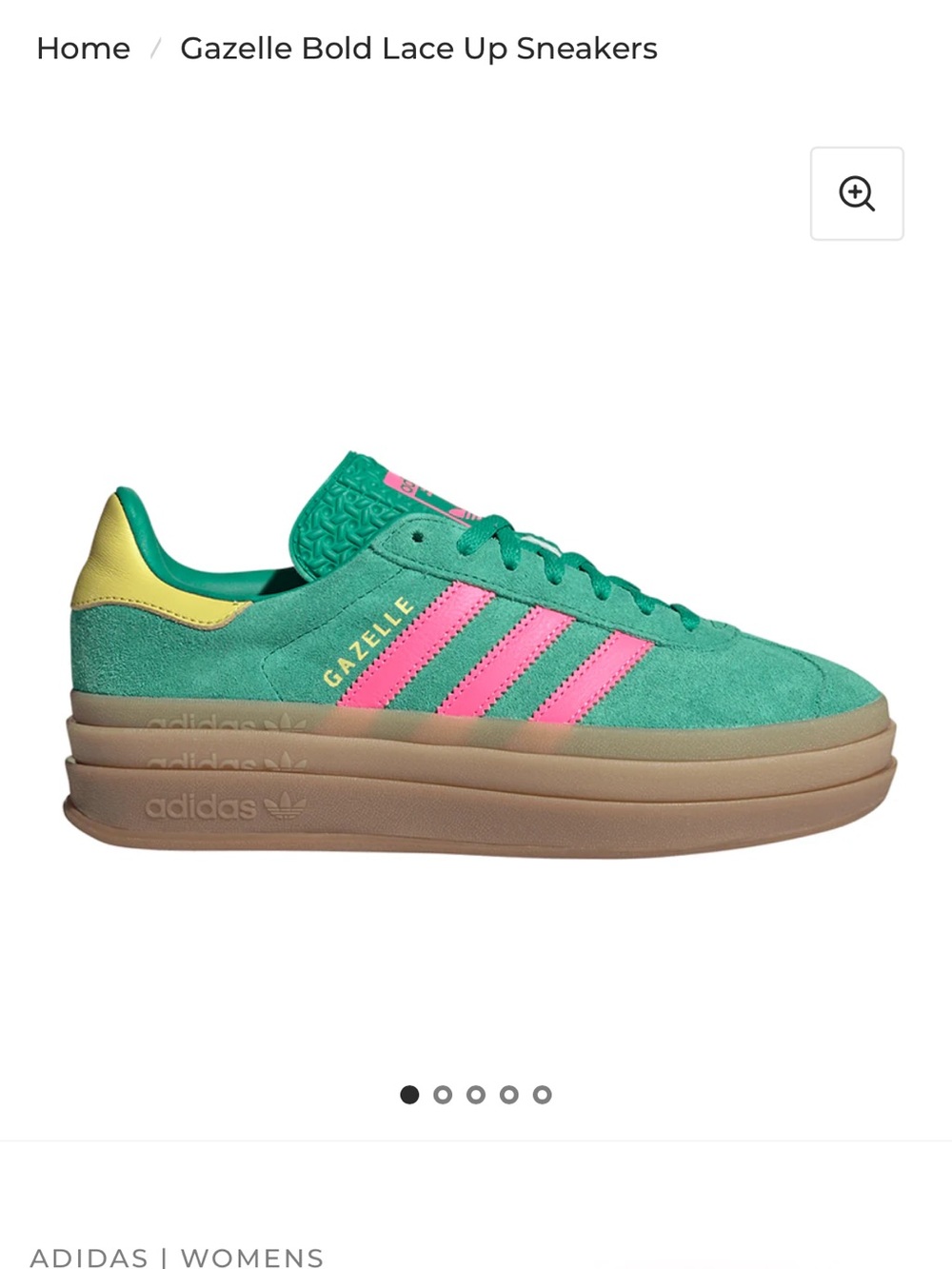 adidas Gazelle Bold Platform Sneakers in Teal with Pink Stripes